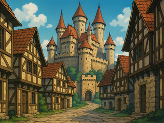 old anime style castle