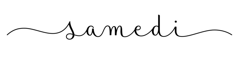 SAMEDI (SATURDAY in French) black vector brush calligraphy banner