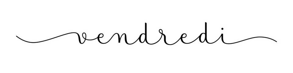 VENDREDI (FRIDAY in French) black vector brush calligraphy banner