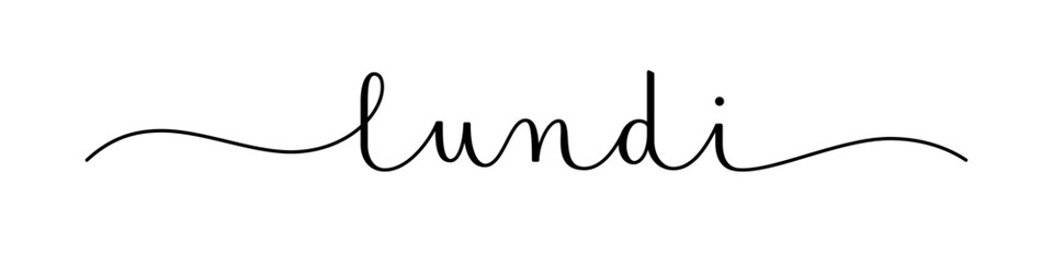 LUNDI (MONDAY in French) black vector brush calligraphy banner