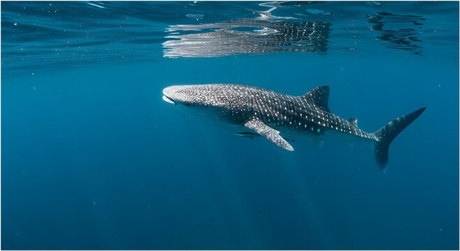 Majestic Whale Shark in Sunlit Waters of Saleh Bay Moyo Island