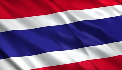 Fototapeta premium Thailand national flag with five horizontal stripes in red, white, and blue—central blue band twice as wide