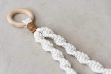Handmade macrame on space background.