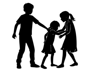 Siblings Playing Silhouette