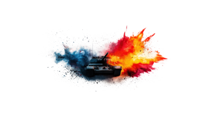 Colorful Tank Explosion Illustration on Transparent Background