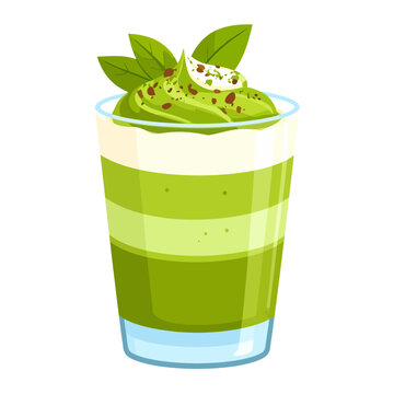green matcha parfait dessert in glass clip art preview