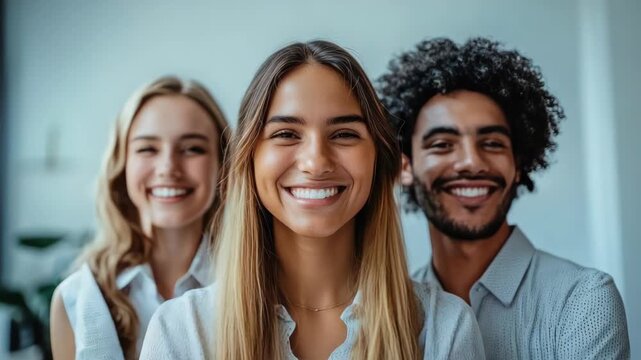 Three smiling people give a thumbs up