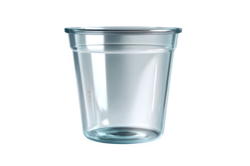 Transparent plastic cup empty, isolated on transparent background
