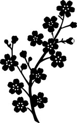 Elegant Cherry Blossom Silhouette Vector Botanical Spring Art Print