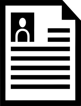 Minimal CV Resume Icon in Black and White Silhouette Profile Design