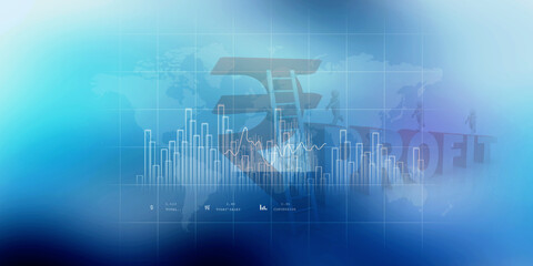2d rendering Stock market online business concept. business Graph with indian rupee sign
