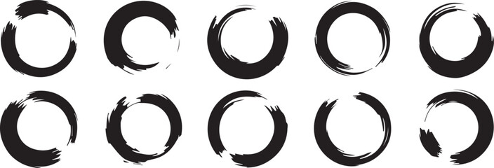 hand drawn ink circle brush stroke vector illustration for graphic design