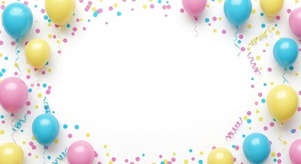Colorful Happy Birthday Background with Balloons and Confetti – Festive Celebration Design

