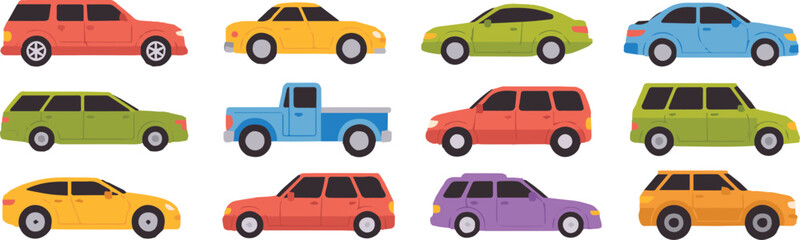 minimal automotive icons with vibrant car silhouettes multicolor auto illustration seamless pattern eps ai