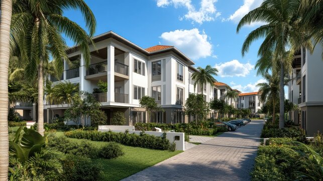 A row of white houses