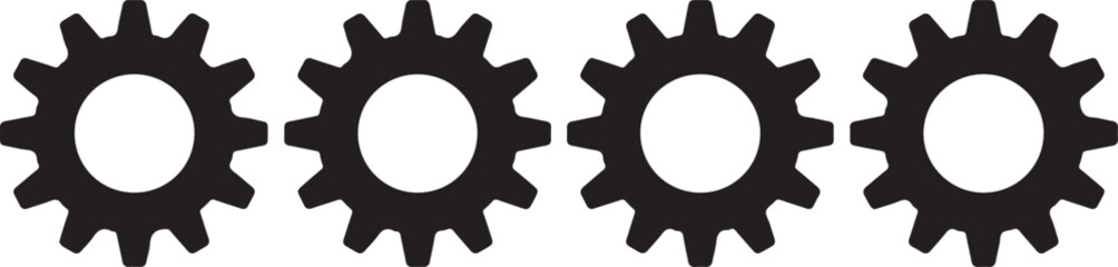 high quality vector illustration of four interlocking gears for industrial automation and machine component layouts