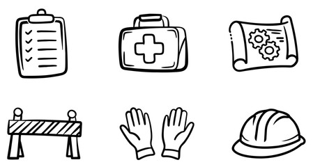 Construction Safety & Management Doodle Icons