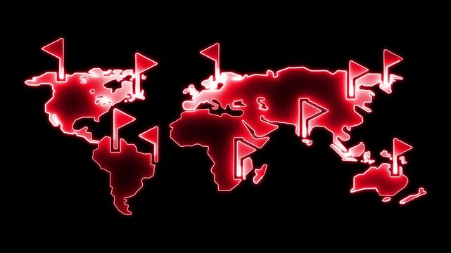 World map with Canadian flag representing global geography and international business concept 4k