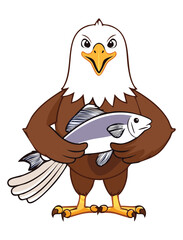 Noble Eagle Holding Fish with White Belly