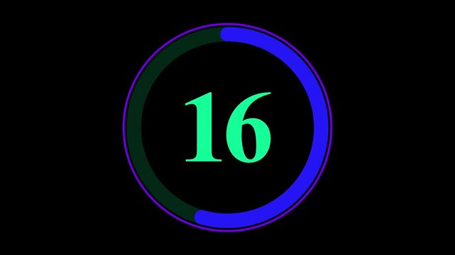 Blue neon countdown numbers five and eight with digital communication and internet technology concept 4k