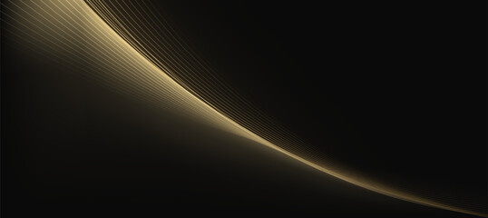 Minimalist gold curve luxury on brown dark gradient background. abstract elegant background branding presentation