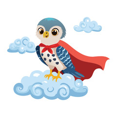Swift Owl Superhero Flying Through Clouds