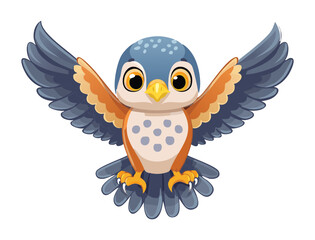 Cute Blue Bird with Wings Spread Flying