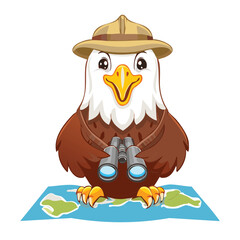Wise Eagle Explorer with Binoculars