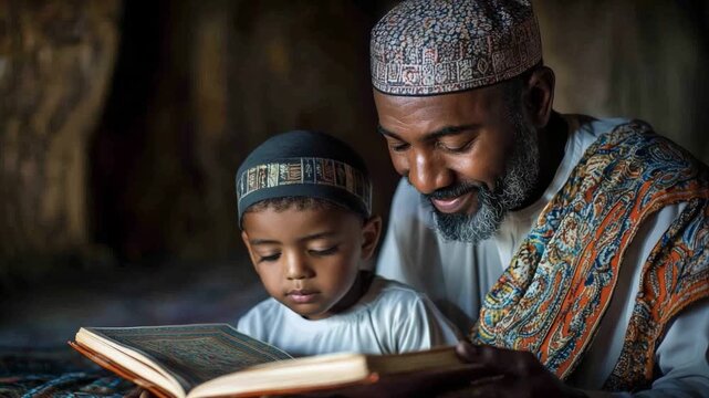 This footage showcases a touching scene of a father teaching his son. It highlights the importance of education and family connections. Generative AI