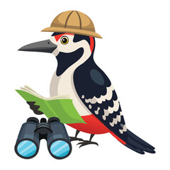 Adventurous Woodpecker Reading a Map