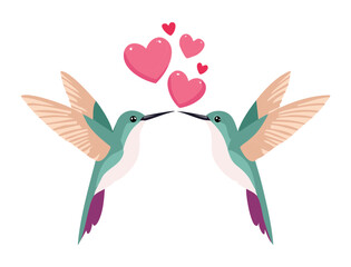 Adorable Hummingbird Pair Expressing Love