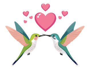 Romantic Hummingbird Pair Sharing Affection