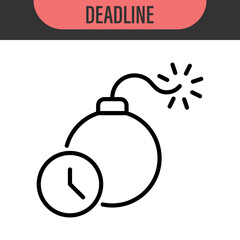 Deadline line Editable Icons set. Vector illustration in modern thin line style of time related icons: alarm, calendar, clock, and more. Pictograms and infographics for mobile apps