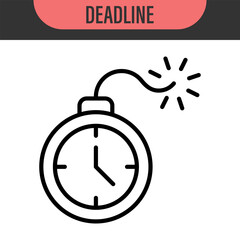 Deadline line Editable Icons set. Vector illustration in modern thin line style of time related icons: alarm, calendar, clock, and more. Pictograms and infographics for mobile apps