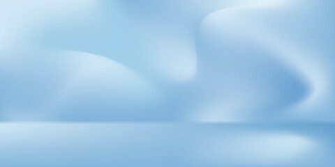 Blue Background Studio with Gradient White Light on Podium stage for Product Display Present,Empty