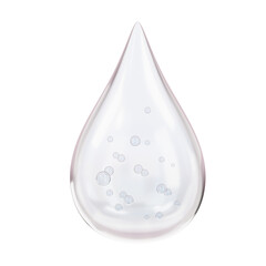 Water drop icon isolated on transparent background. Moisturizer Skincare liquid healthy. 3d render elements