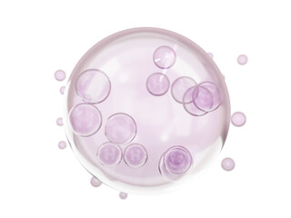 Serum molecule bubble isolated on transparent background. Skincare  biology technology. 3d render elements
