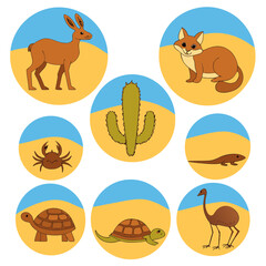Fototapeta premium Desert Animals and Cactus wildlife camel