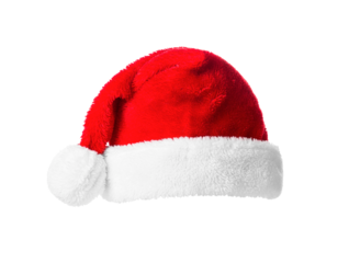 Santa Claus helper hat, closeup object. Isolated on transparent background. Christmas and New Year celebration