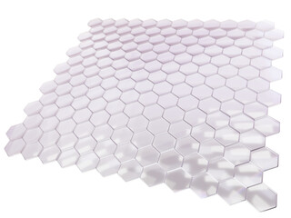 Glass holographic hexagon isolated on transparent background. wallpaper design technology skincare protect sun healthcare. 3d render illustration