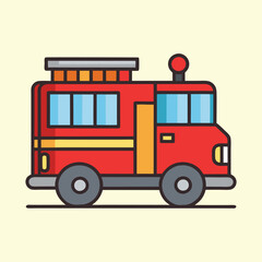 Cute and whimsical fire engine illustration with cartoonish design elements and bright colors