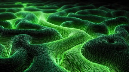 Dynamic sequence illustrating smooth muscle wave patterns in the intestines highlighting the bright green rippling effect of peristalsis.