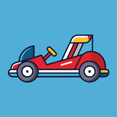 Cartoon open wheeled race car with blue background, vector illustration design