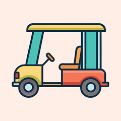Fototapeta premium Cute and Colorful Cartoon Illustration of a Golf Cart with Rounded Edges