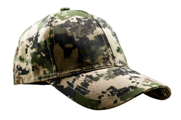 Camouflage printed hat isolated transparent background