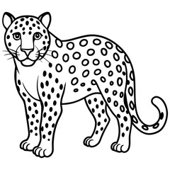 Amur Leopard line art vector