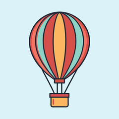 Naklejka premium Stylized hot air balloon with red, orange, and teal panels floating in the sky