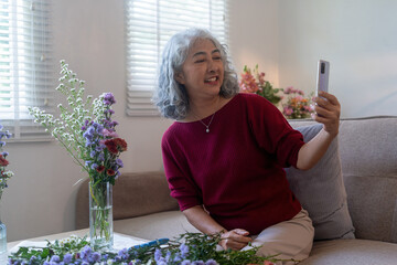 Senior Woman Using Smartphone for Video Call