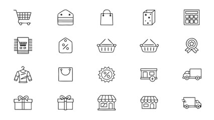 Vector shopping, food, and web icon sets: essential symbols for business, internet, mobile, office, and finance designs
