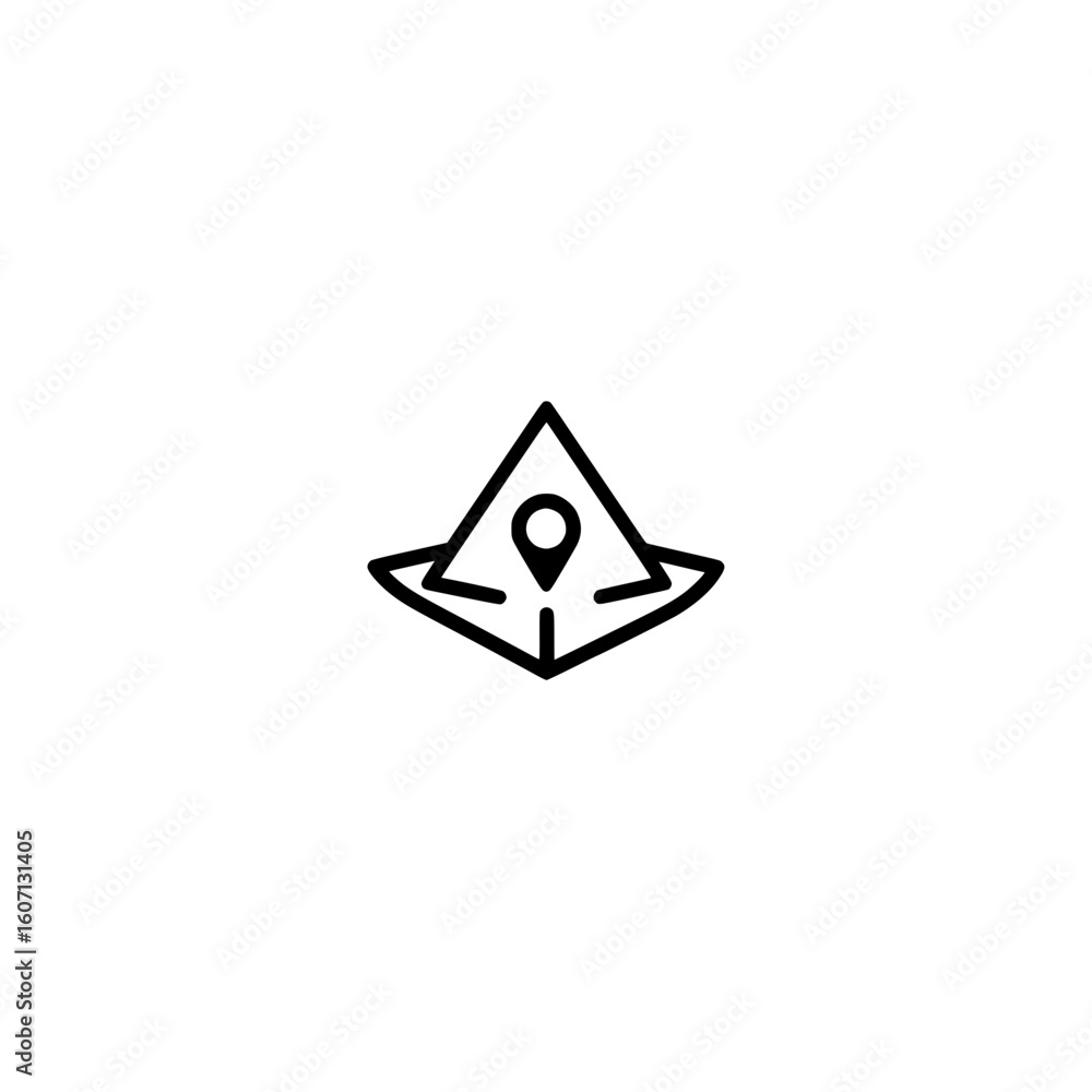 Aufkleber vector icon of tent combined with location pointer symbolizing marked camping spot or site